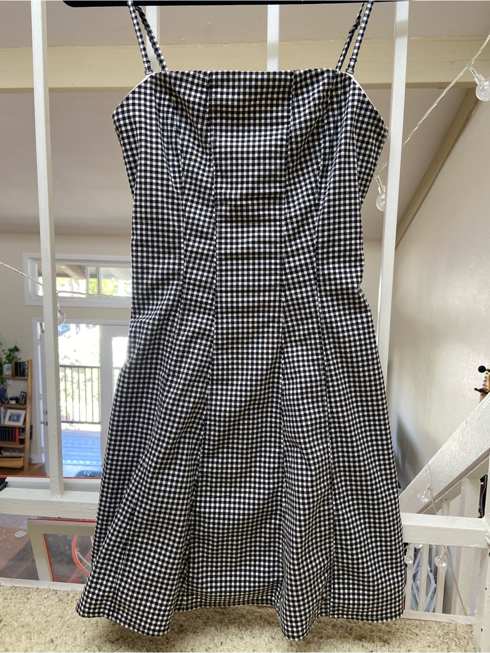 Abercrombie & Fitch Black and White Gingham Square-Neck Mini Dress - Picture 6 of 10